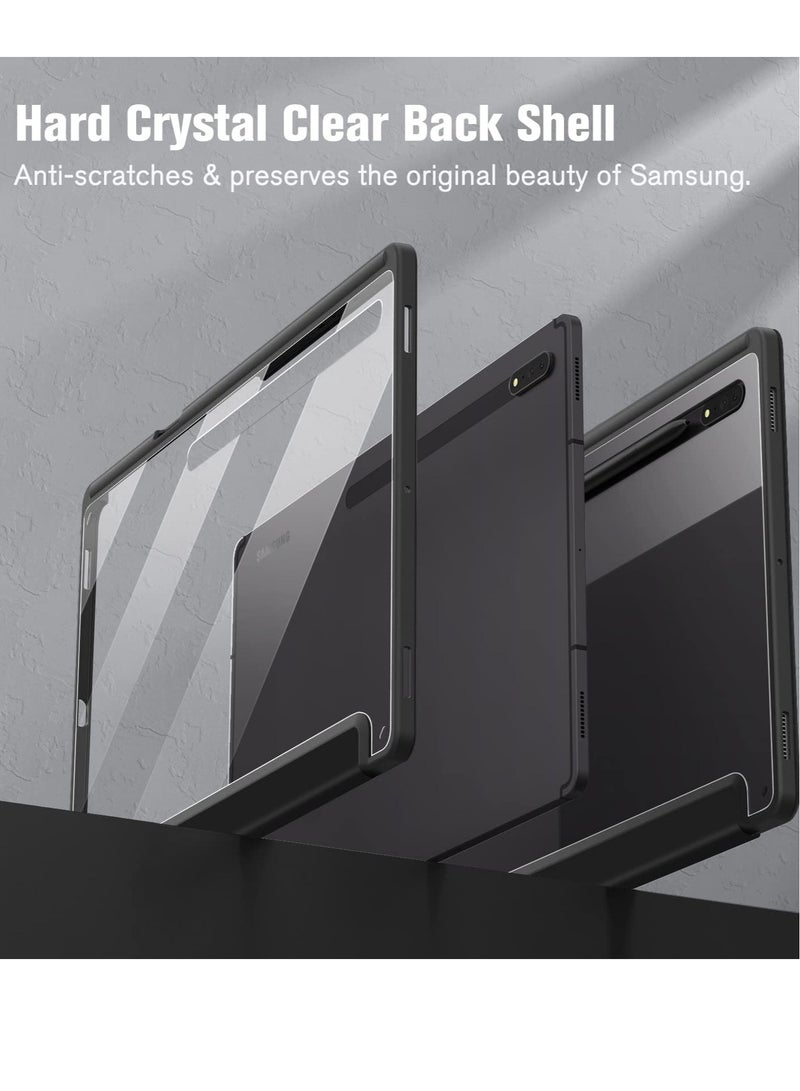 Excefore Slim Case for Galaxy Tab S9 Ultra 14.6 inch 2023, Shockproof Cover with Clear Transparent Back Shell, Clear Hard Back Shockproof Flexible Bumper, Auto Wake/Sleep (Black)  - Image 4
