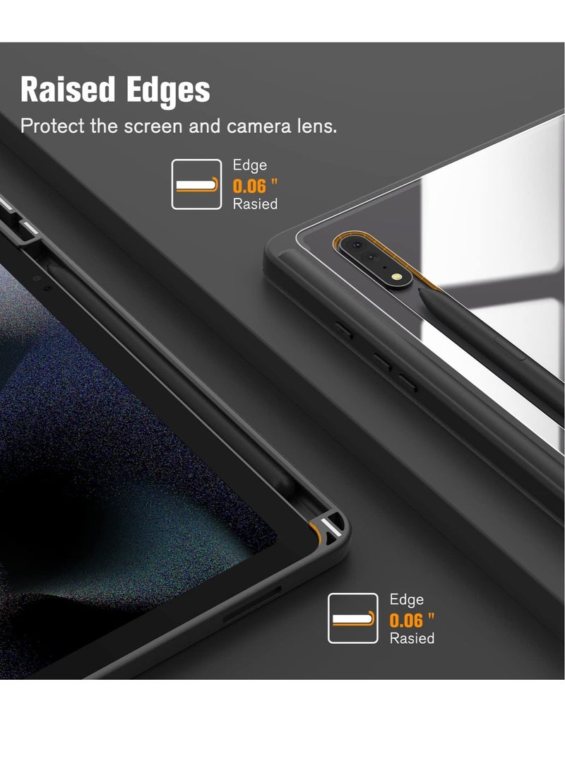 Excefore Slim Case for Galaxy Tab S9 Ultra 14.6 inch 2023, Shockproof Cover with Clear Transparent Back Shell, Clear Hard Back Shockproof Flexible Bumper, Auto Wake/Sleep (Black)  - Image 5