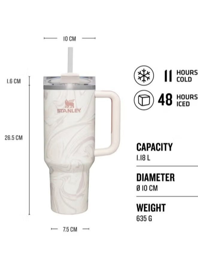 Stanley - Stanley Quencher H2.0 FlowState 40 oz Swirl Tumbler with Lid & Straw, Stainless Steel Vacuum Insulated – Keeps Drinks Hot for 7 Hours & Cold for 24 Hours, Durable & Leakproof Travel Mug - Image 1