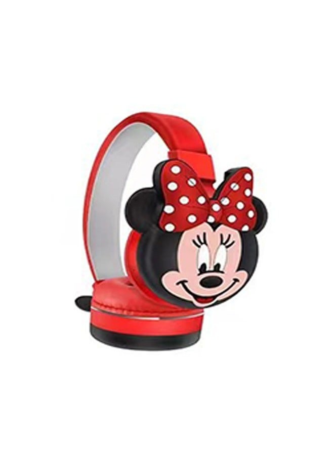 Furtey Minnie Kids Over-Ear Headphones, Kids Bluetooth Headphones, Cat Ear Bluetooth Headphones with Microphone, TF Card, Kids Minnie Headphones for Teens, Boys, Girls, School, Mobile Phones, Tablets (Red) - Image 1