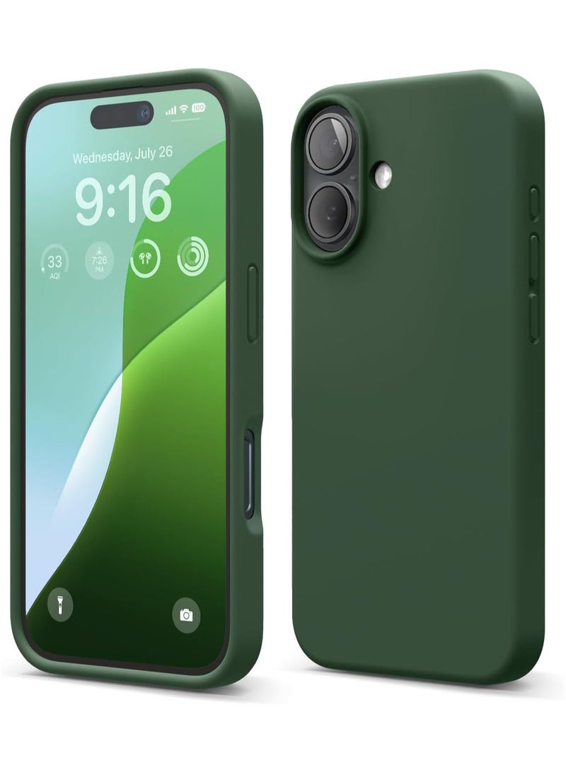Delivus Iphone 16, Green Silicone Case - Silky Soft Touch with Grade Drop Protection - Anti-Scratch Microfiber Lining - Shockproof Protective Phone Case Slim Thin Cover - Image 1