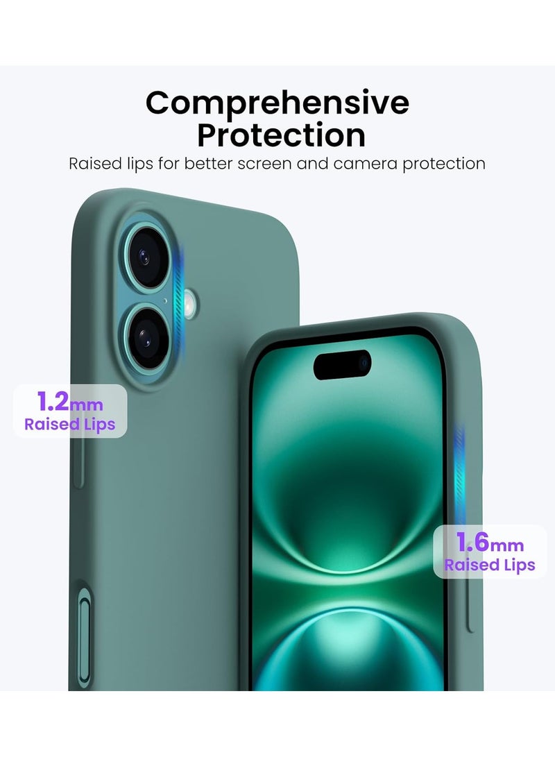 Delivus Iphone 16, Green Silicone Case - Silky Soft Touch with Grade Drop Protection - Anti-Scratch Microfiber Lining - Shockproof Protective Phone Case Slim Thin Cover - Image 2
