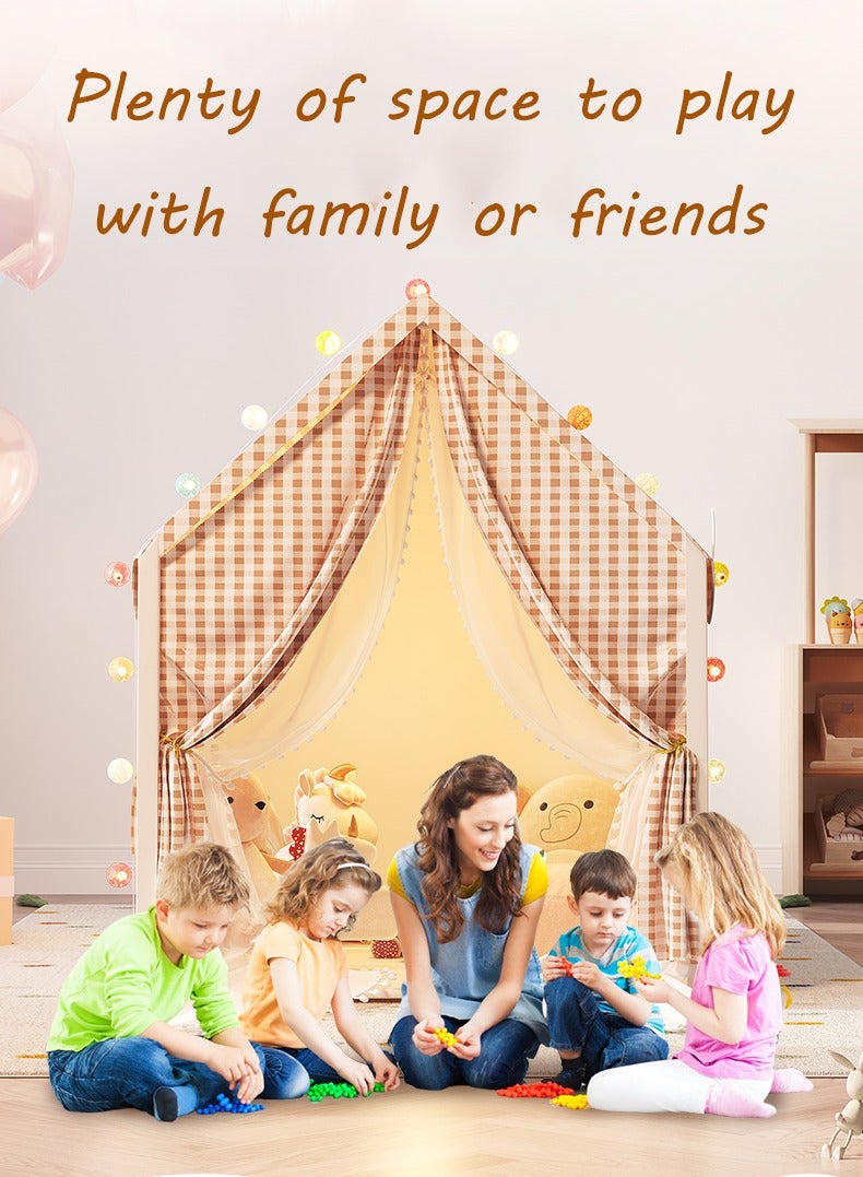 RAKAY Children's Play Tent House , Checkered Pattern, 125x95x130cm, Indoor Playhouse,Pink - Image 2