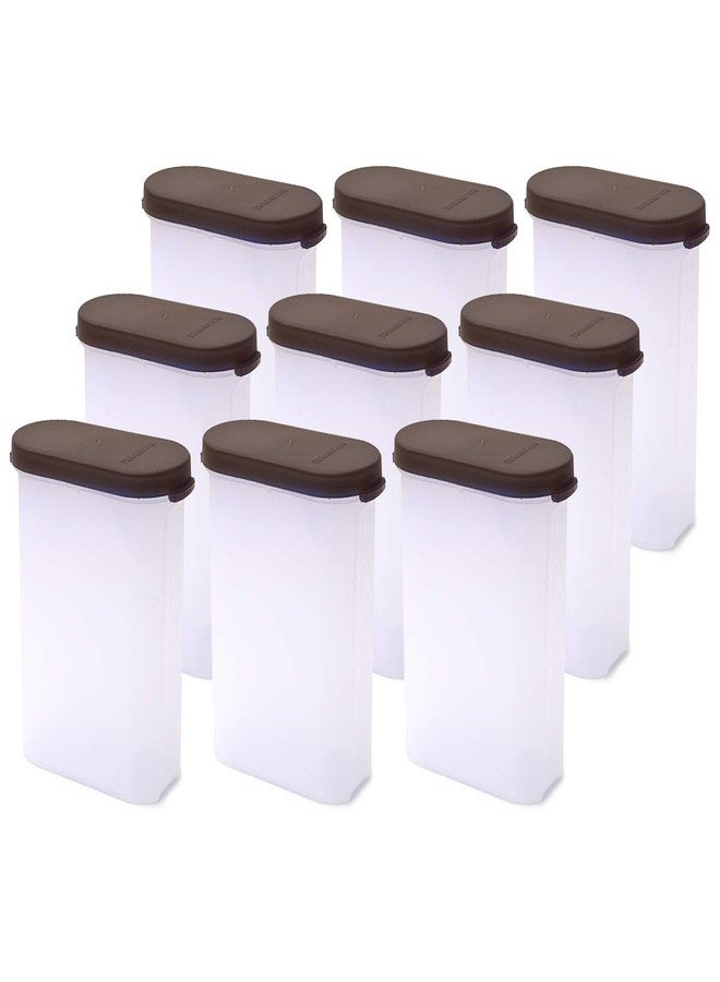 Mahaware Modular Mini Oval Plastic Kitchen Container Set, 275ml, Set of 12, Brown - Image 1