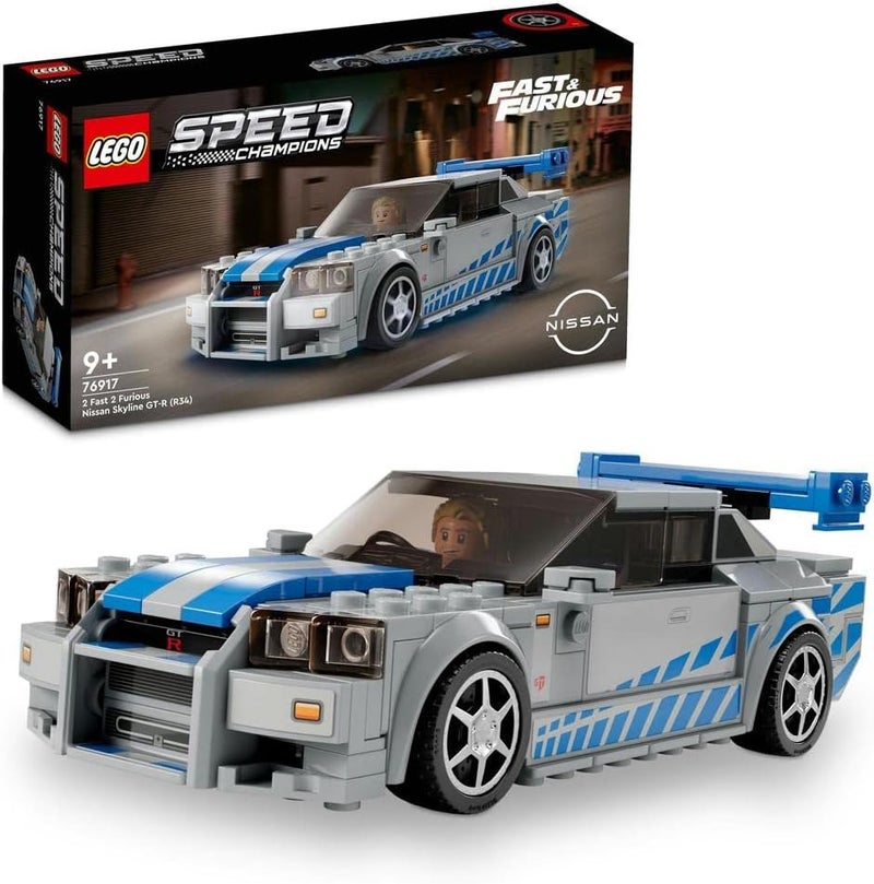 LEGO 76917 Speed Champions 2 Fast 2 Furious Nissan Skyline GT-R (R34) Race Car Toy Model Building Kit, Collectible with Racer Minifigure, 2023 Set for Kids - Image 1