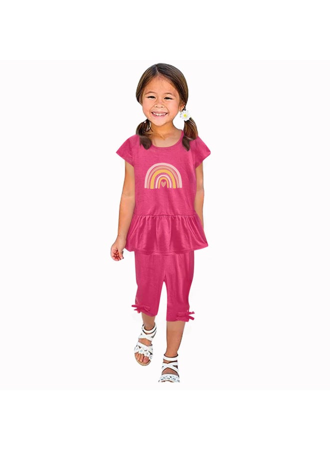 Europe And The United States Girls Short Sleeve Suit Summer New Children's Clothing Girls Short Sleeve Two-piece Pants Children's Clothing