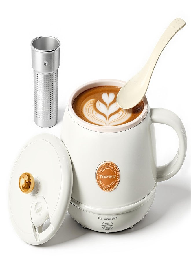 TOPWIT Electric Travel Kettle, 14oz Rapid Heating Up to 212°F, Temperature Control Heating Coffee Mug Warmer for Warm Drinks, Portable Tea Kettle for RV, Camping, Gift for Family/Friends/Elders, 110V - Image 1