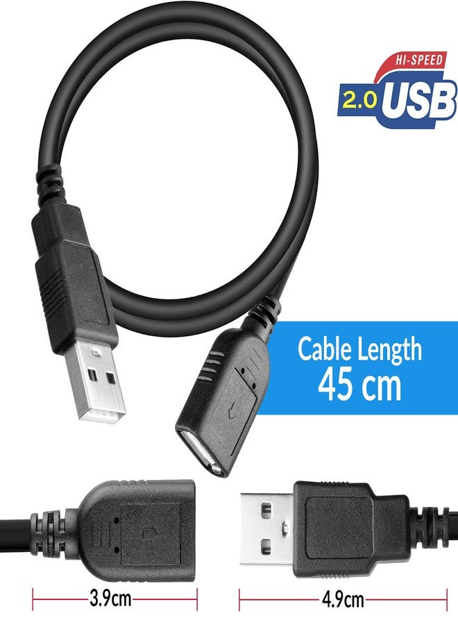 SaiTech IT 2 Pack 45cm Adjustable Flexible USB 2.0 Male to Female Extension Plug/Socket Adapter Cable for LED/LCD TV USB Ports - Black - Image 2
