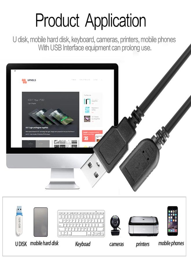 SaiTech IT 2 Pack 45cm Adjustable Flexible USB 2.0 Male to Female Extension Plug/Socket Adapter Cable for LED/LCD TV USB Ports - Black - Image 3