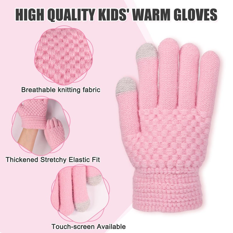 yafeite Kids Gloves Winter Knitted Warm Gloves with Fleece Lining Cold-Weather Gift for Boys Girls 5-10 Years - Image 2
