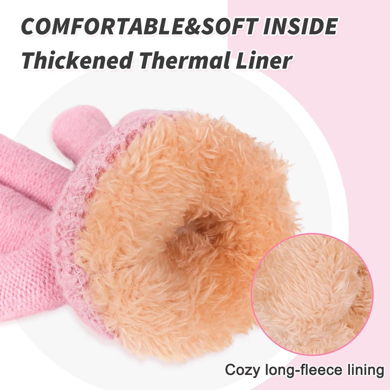 yafeite Kids Gloves Winter Knitted Warm Gloves with Fleece Lining Cold-Weather Gift for Boys Girls 5-10 Years - Image 5