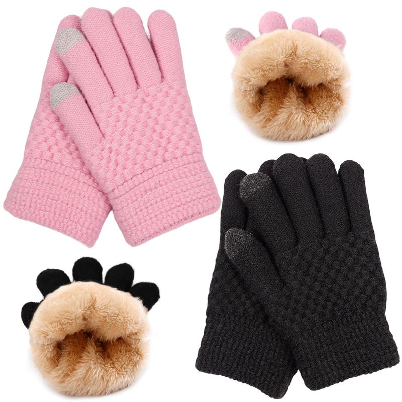 yafeite Kids Gloves Winter Knitted Warm Gloves with Fleece Lining Cold-Weather Gift for Boys Girls 5-10 Years - Image 1