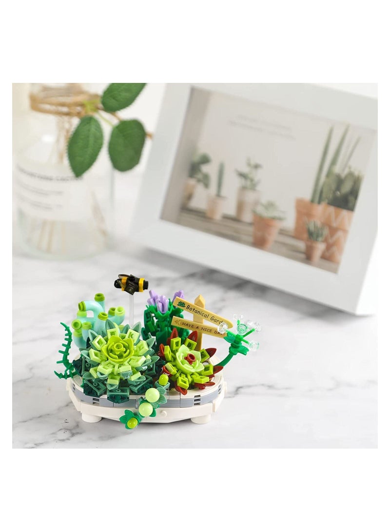 سيوسي مصغرة الطوب بونساي نموذج محاكاة العصير مجموعة النباتات ، ديي الإبداعية زهرة جمع النباتات الحبيبية بناء كتل اللعب - Image 3