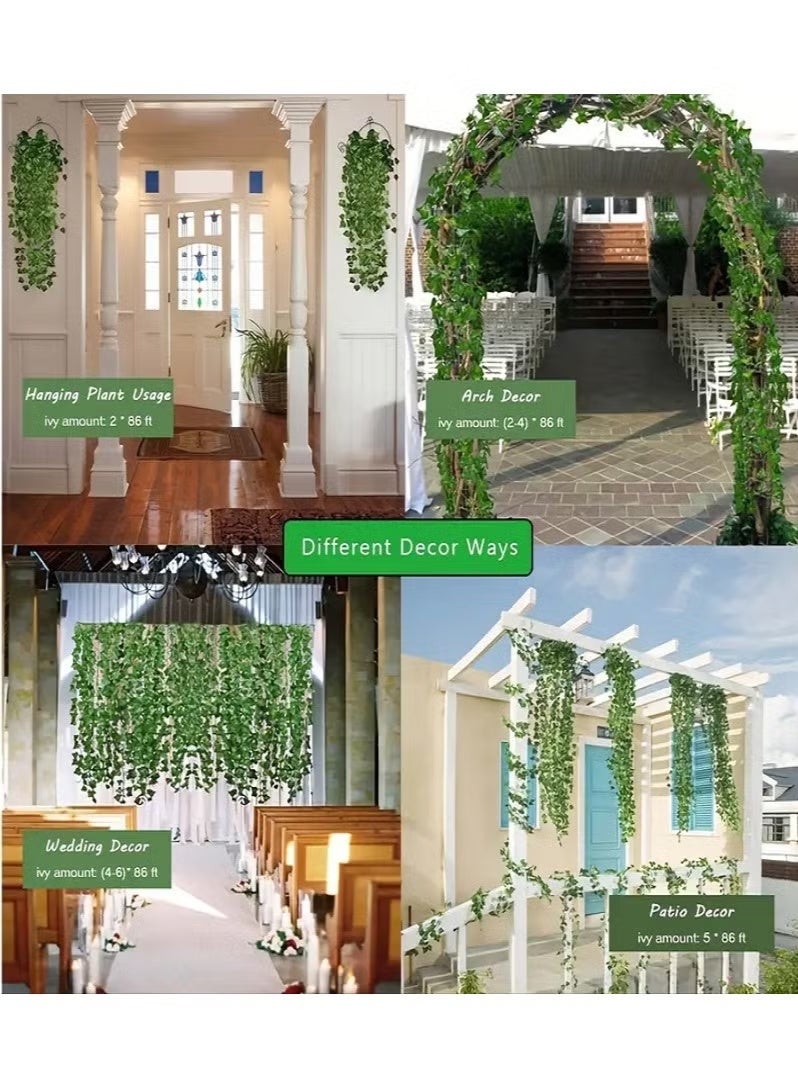 12 PCS Artificial Ivy & Pothos Vines, Fake Hanging Ivy Garland, Faux Greenery Leaf Vines, Artificial Trailing Plants for Wall Decor, Wedding, Party, Garden, Indoor & Outdoor Decoration - Image 4