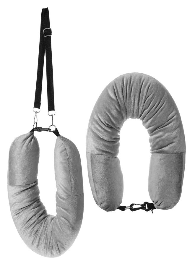 ElevateTech Stuffable Travel Pillow for Extra Luggage, Soft Velvet Neck Pillow Storage Bag with Adjustable Neck Size Pillows for Airplanes Travel Essentials Fits 6 T-Shirts Sleeping Rest Cushion - Image 1