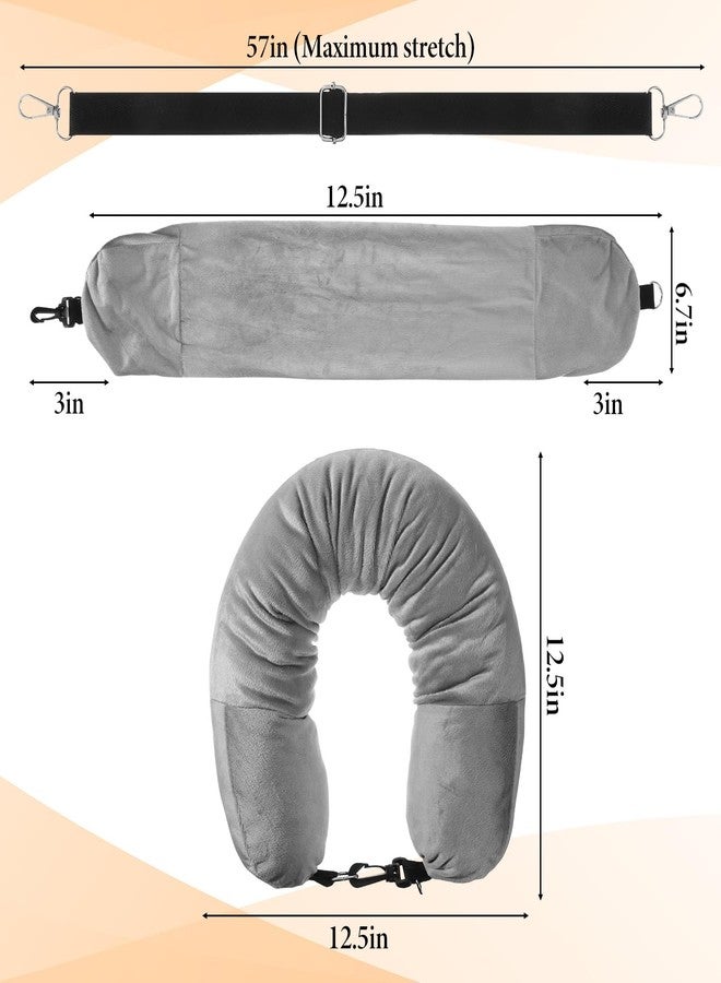 ElevateTech Stuffable Travel Pillow for Extra Luggage, Soft Velvet Neck Pillow Storage Bag with Adjustable Neck Size Pillows for Airplanes Travel Essentials Fits 6 T-Shirts Sleeping Rest Cushion - Image 2