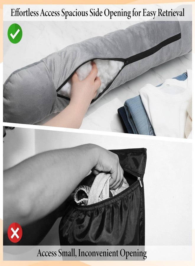 ElevateTech Stuffable Travel Pillow for Extra Luggage, Soft Velvet Neck Pillow Storage Bag with Adjustable Neck Size Pillows for Airplanes Travel Essentials Fits 6 T-Shirts Sleeping Rest Cushion - Image 3