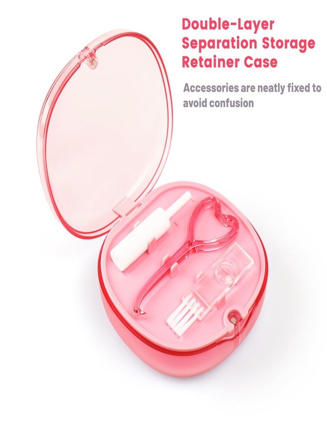 Mckkor Retainer Case, Aligner Cases for Invisalign, Retainer Holder Case with Removal Tools& Aligners Chewies & Brush, Removable Inner Tray Silicone for Easy Cleaning - Pink - Image 4