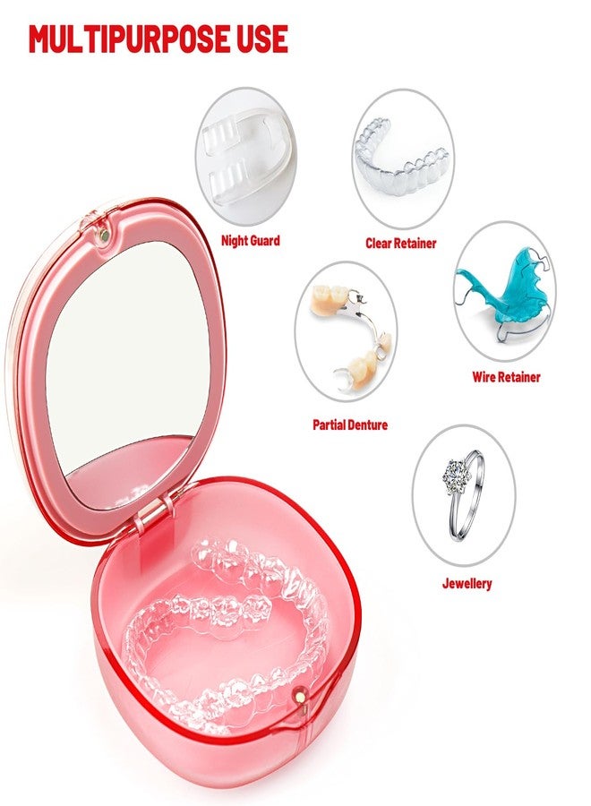 Mckkor Retainer Case, Aligner Cases for Invisalign, Retainer Holder Case with Removal Tools& Aligners Chewies & Brush, Removable Inner Tray Silicone for Easy Cleaning - Pink - Image 3