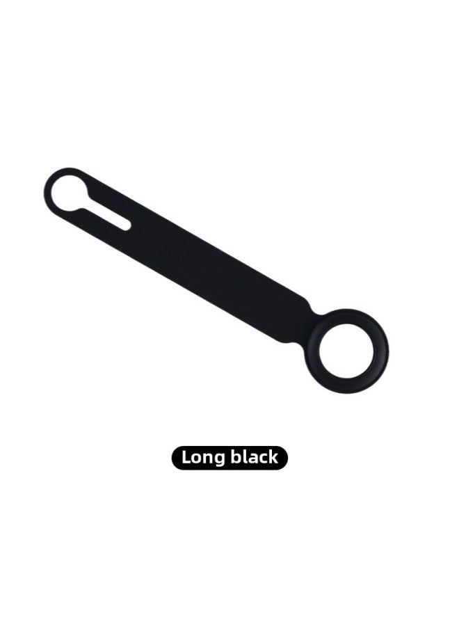 Generic - Suitable For Apple Airtag Silicone Protective Case Tracker Silicone Protective Case Anti-lost Airtags Protective Case-Color:083 Long-Black - Image 1