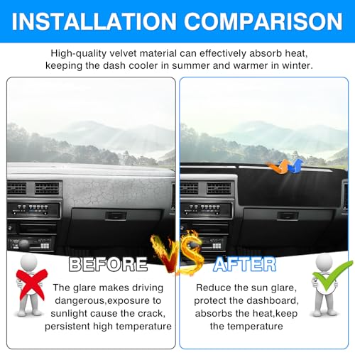 Autorder Dashboard Cover Mat for 1986-1993 Nissan Pathfinder D21 Accessories Dash Cover Upgrade Velvet Dash Mat Sunshade Glare UV Rays Protector - Image 3