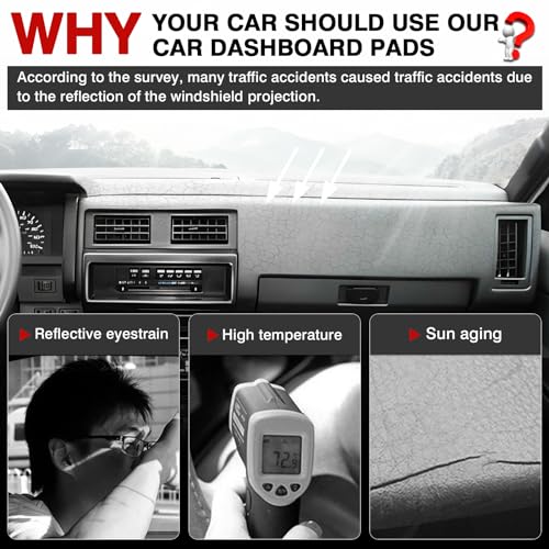 Autorder Dashboard Cover Mat for 1986-1993 Nissan Pathfinder D21 Accessories Dash Cover Upgrade Velvet Dash Mat Sunshade Glare UV Rays Protector - Image 2