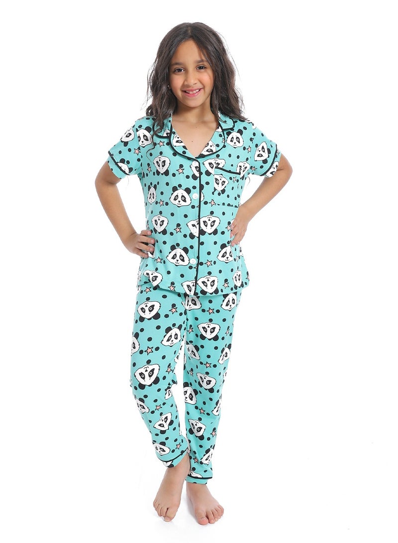 سيزار بيجامة بناتي متعددة الألوان ومزودة بزراير من الأمام - Image 1