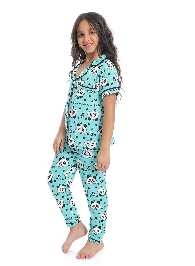 سيزار بيجامة بناتي متعددة الألوان ومزودة بزراير من الأمام - Image 2