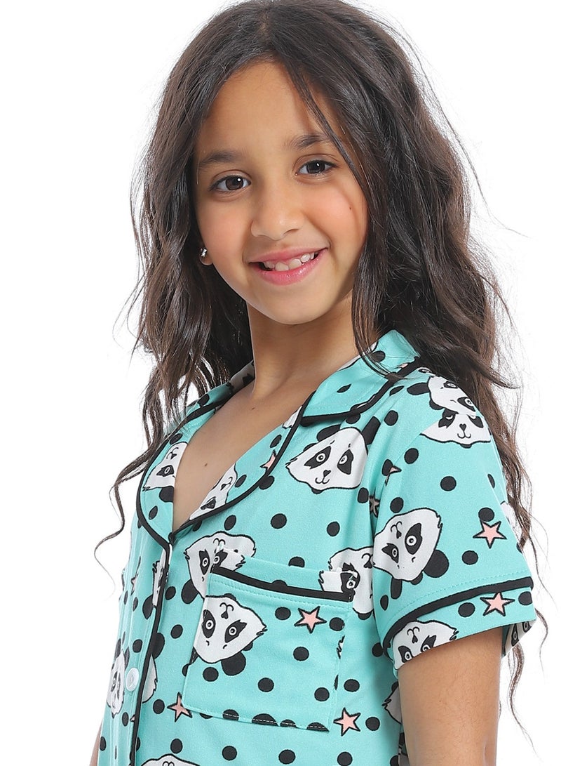 سيزار بيجامة بناتي متعددة الألوان ومزودة بزراير من الأمام - Image 4