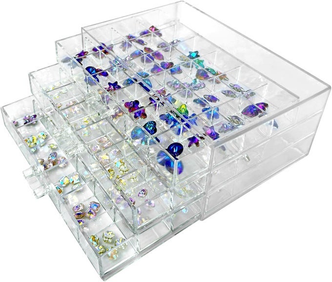 3 TIER 72 LATTICE NAIL ORGANIZERS AND STORAGE CLEAR ACRYLIC NAIL JEWELLERY ACCESSORIES STORAGE CASE HOLDER SHELVES DISPLAY RACK STAND FOR PAINTED GLUE,BRUSHED GLUE,CARVING GLUE NAIL TABLE