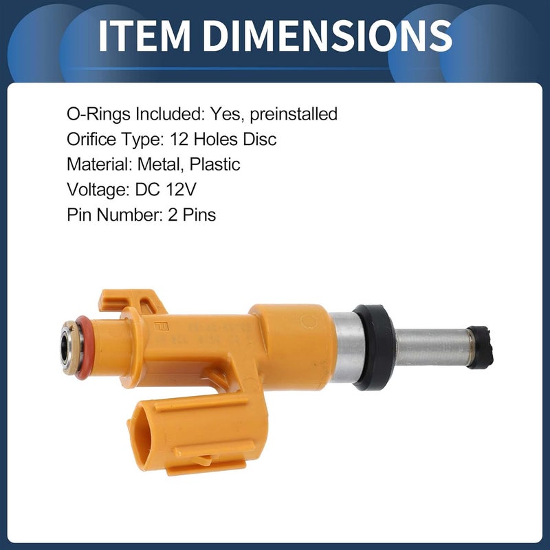INFINAUTO Fuel Injector Engine Fuel Injection Nozzle No2320909330 for Lexus ES350 BASE 20192023 for Toyota Avalon Touring XLE 20192022 35L Yellow 6 Pcs - Image 5