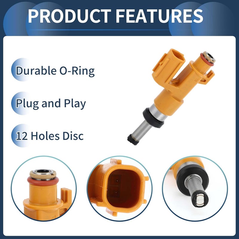 INFINAUTO Fuel Injector Engine Fuel Injection Nozzle No2320909330 for Lexus ES350 BASE 20192023 for Toyota Avalon Touring XLE 20192022 35L Yellow 6 Pcs - Image 4