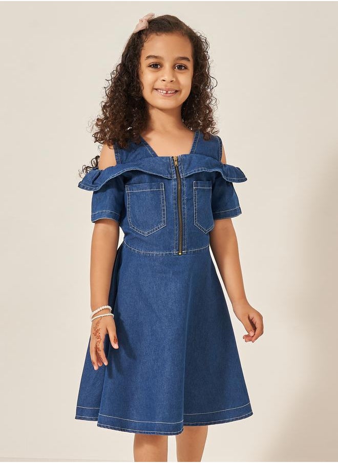 Styli Denim Off-Shoulder Dress  - Image 1