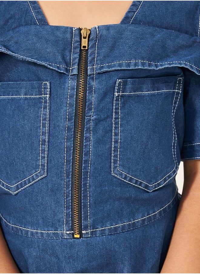 Styli Denim Off-Shoulder Dress  - Image 3
