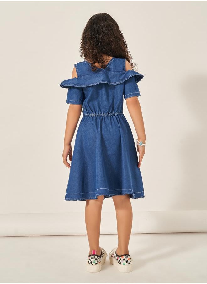 Styli Denim Off-Shoulder Dress  - Image 4