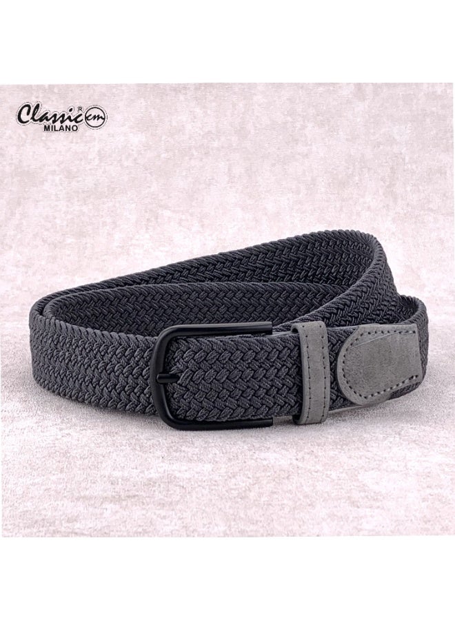Classic Milano Braided Cotton Elastic Stretch Belt for Men & Women, Woven Canvas Web Belt with Gift Box, Adjustable Men's Belt | Full Length: 110CM (Free Size - Fits up to the waist of 40 Inches / 100 CM) - Image 1