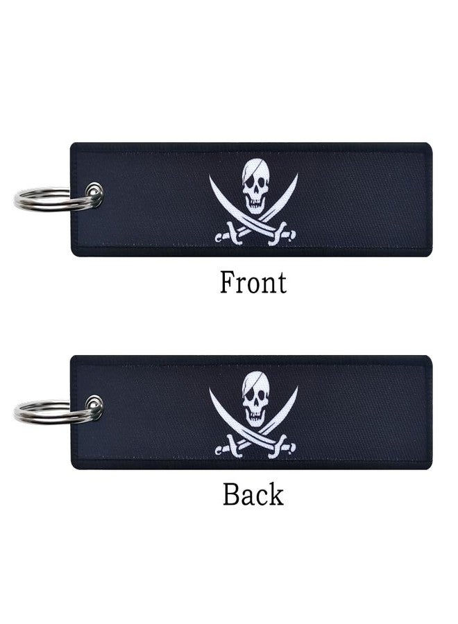 JAVD Pirate Jack Rackham Flag Keychain Tag with Key Ring - Keys, Cars, Motorcycles, Backpacks, Luggage and Gifts - EDC (3 Pack) - Image 3