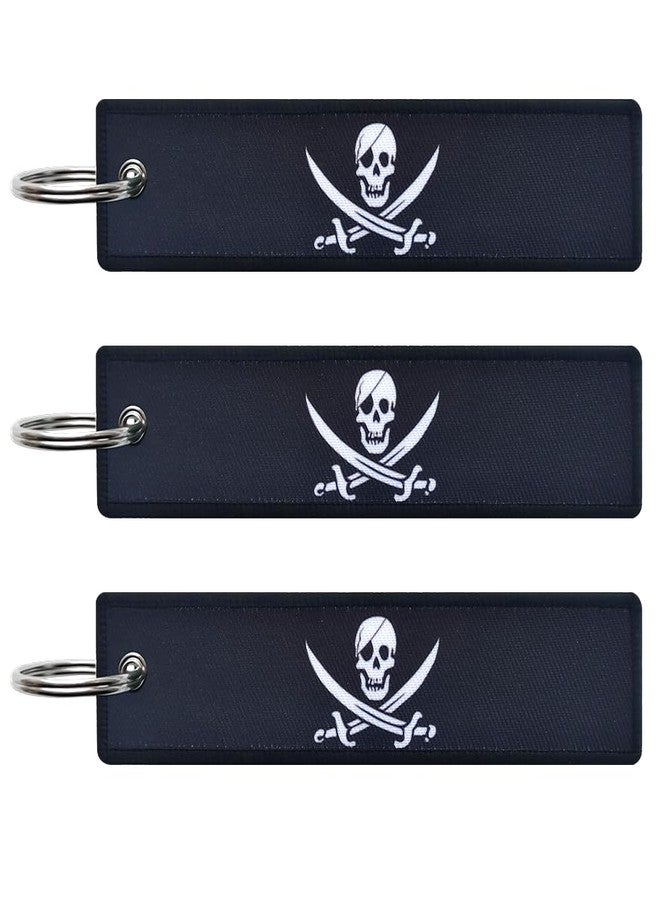 JAVD Pirate Jack Rackham Flag Keychain Tag with Key Ring - Keys, Cars, Motorcycles, Backpacks, Luggage and Gifts - EDC (3 Pack) - Image 1