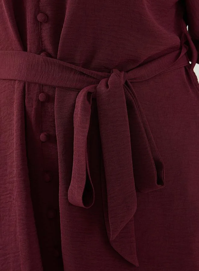 Femmella Femmella Purple Crinkled Button Down Shirt Knee Length Dress