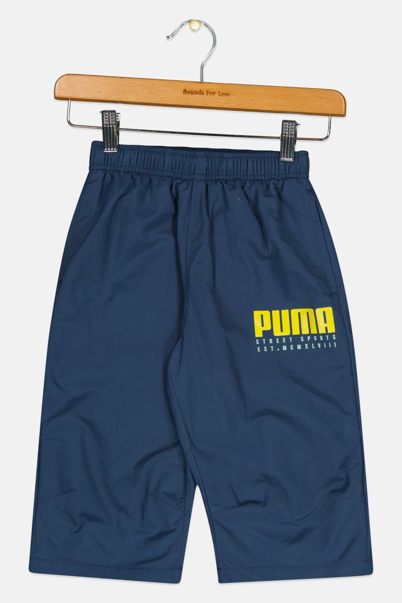 PUMA شورتات خارجية مطبوعة للأطفال الأولاد، Navy - Image 1