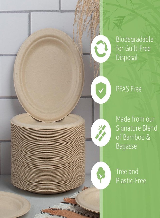ibambo Bamboo Biodegradable Plates (50-Pack, 7-inch) | Sturdy & Microwave Safe | Heavy Duty Microwavable Disposable Plates | PFAS Free, Biodegradable | FSC Certified Alternative to Plastic - Image 2