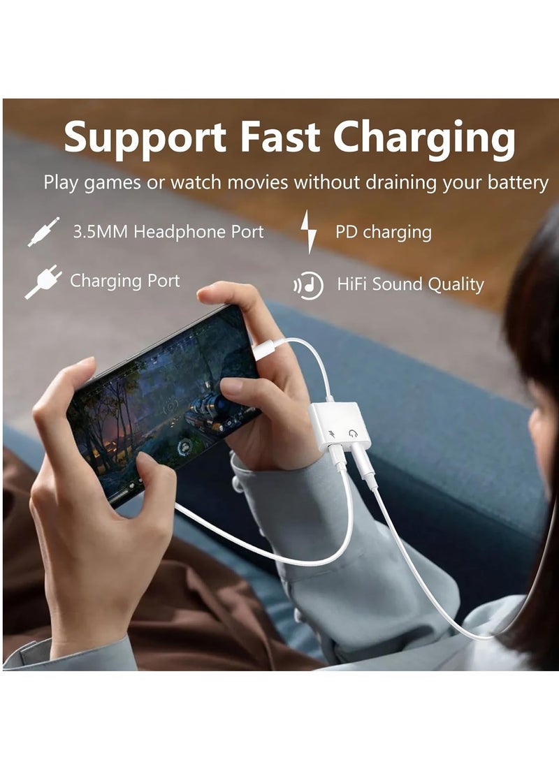 Gravity USB C to 3.5mm Headphone Jack and Charger Adapter,2-in-1 Audio & Fast Charging Splitter for Apple iPhone 17/16/15/Pro/Pro Max, iPad,Samsung, Pixel&More- 2Pack - Image 5