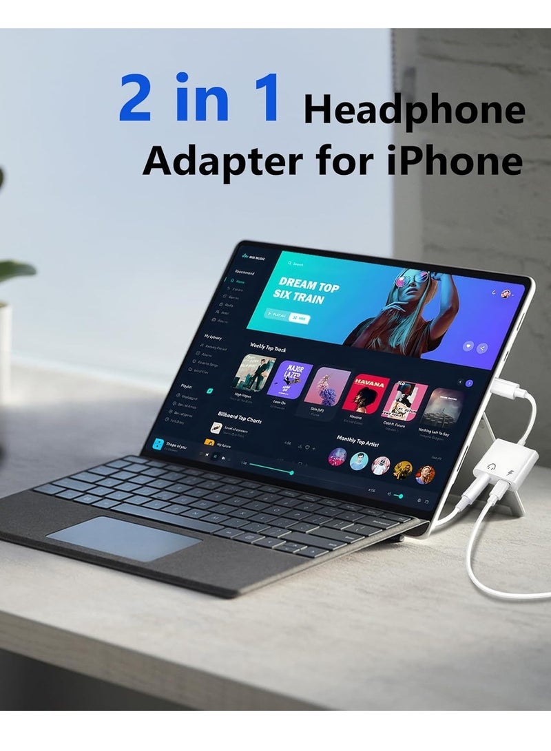 Gravity USB C to 3.5mm Headphone Jack and Charger Adapter,2-in-1 Audio & Fast Charging Splitter for Apple iPhone 17/16/15/Pro/Pro Max, iPad,Samsung, Pixel&More- 2Pack - Image 3