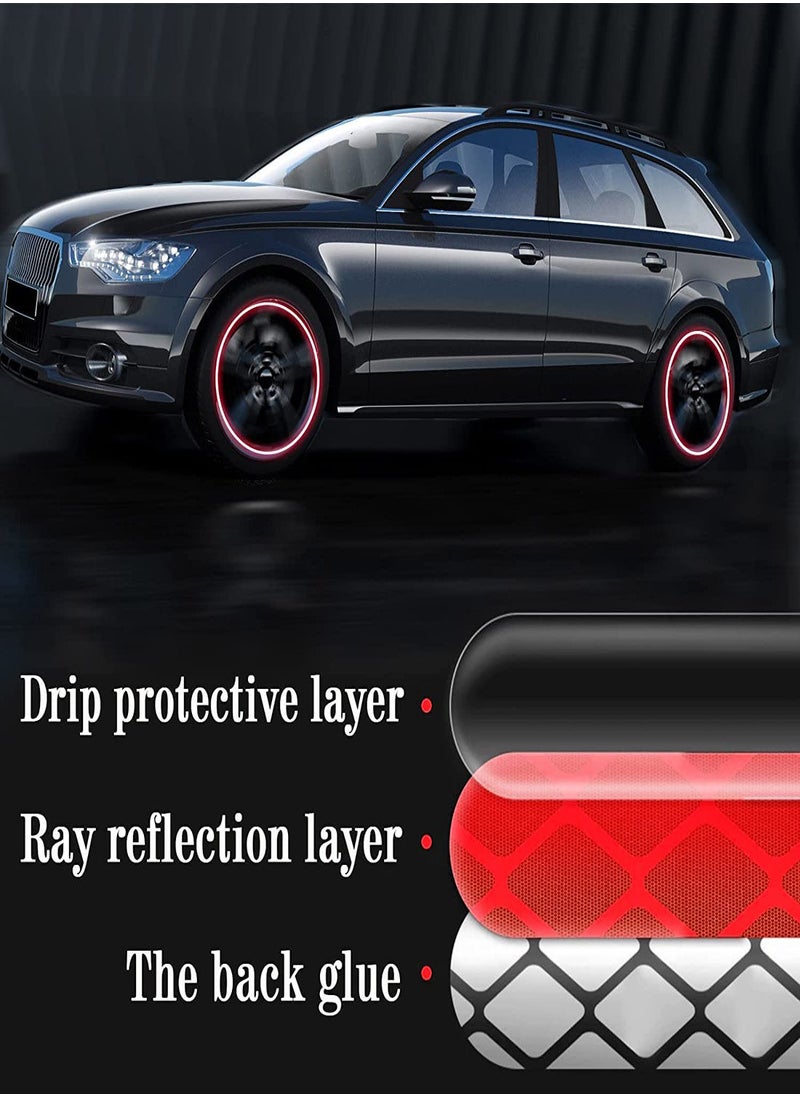 SYOSI - Reflective Car Wheel Rim Stickers, 20pcs Night Safety Warning Car Stickers, Anti-Scratch Reflective Stickers Car Motorcycle Wheel Safety Decorative Car Decals Universal for Car Vehicle Truck (Red) - Image 1