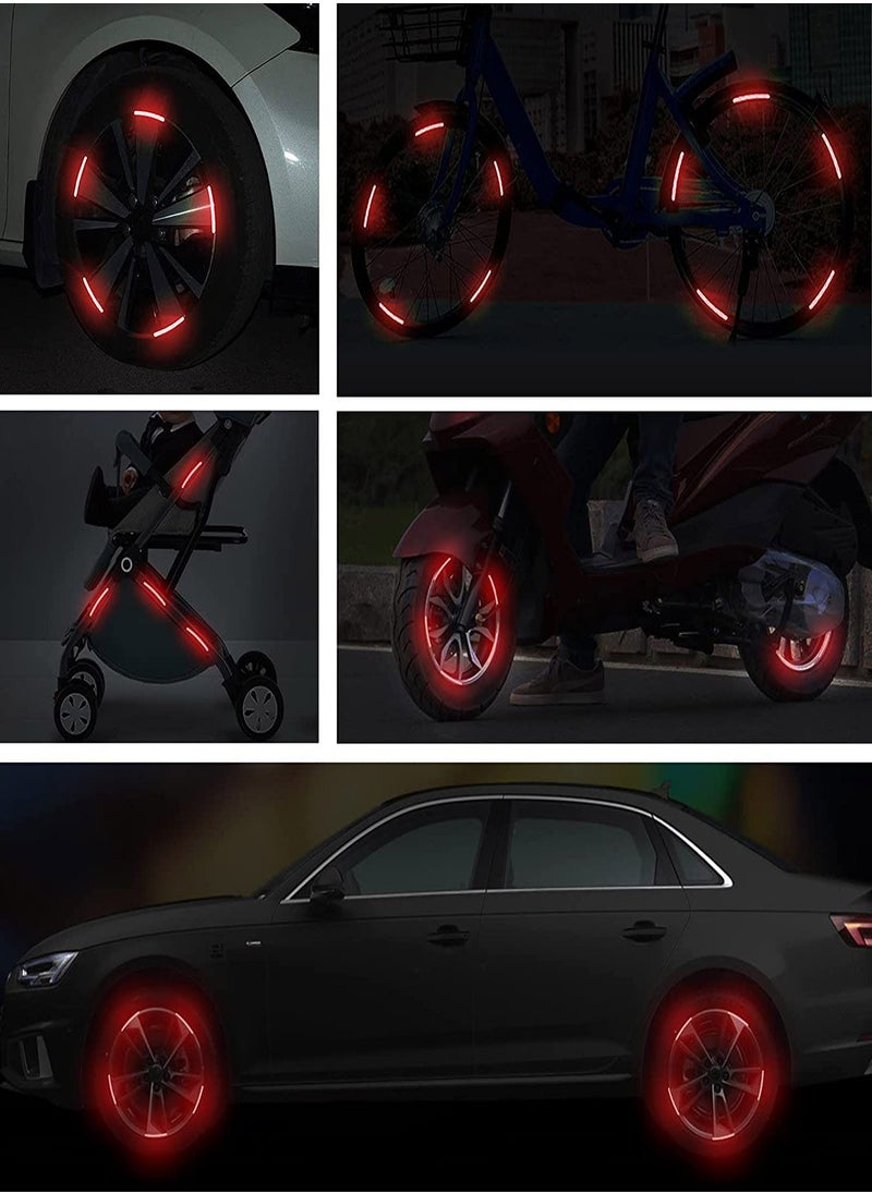 SYOSI - Reflective Car Wheel Rim Stickers, 20pcs Night Safety Warning Car Stickers, Anti-Scratch Reflective Stickers Car Motorcycle Wheel Safety Decorative Car Decals Universal for Car Vehicle Truck (Red) - Image 1