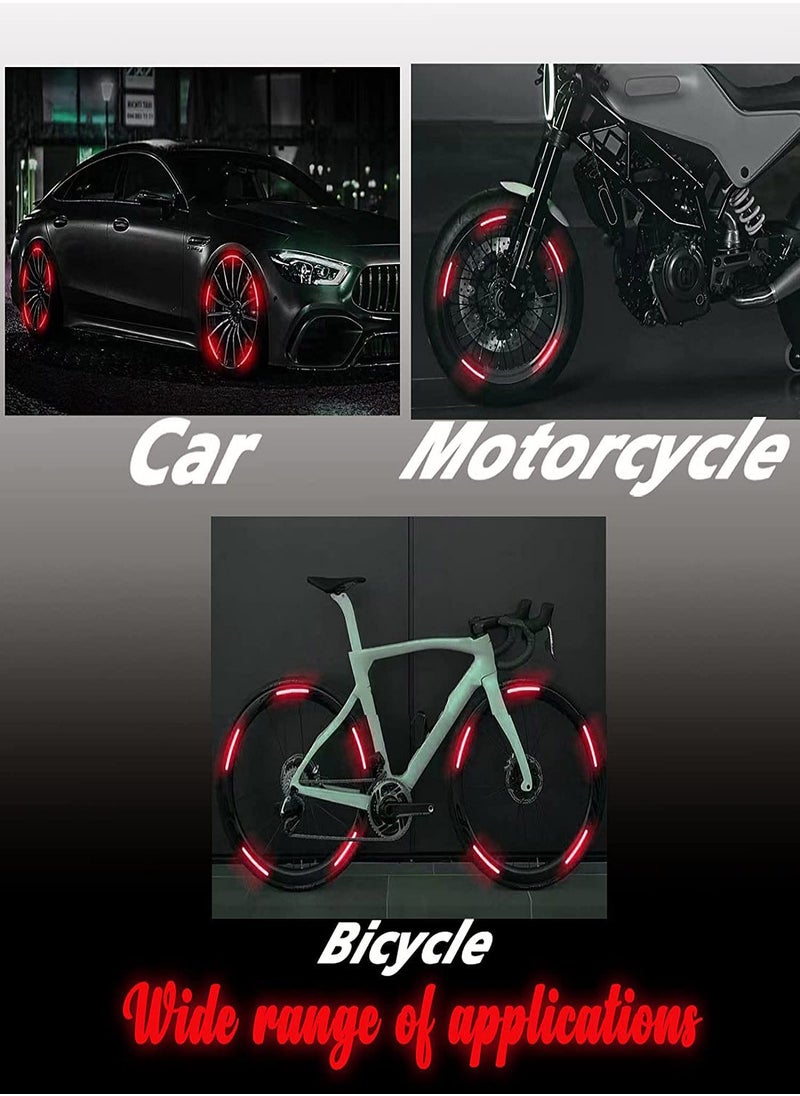 SYOSI - Reflective Car Wheel Rim Stickers, 20pcs Night Safety Warning Car Stickers, Anti-Scratch Reflective Stickers Car Motorcycle Wheel Safety Decorative Car Decals Universal for Car Vehicle Truck (Red) - Image 1