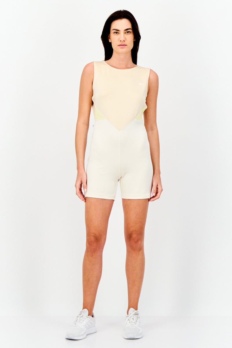 adidas Originals بدلة سباق نسائية بدون أكمام مناسبة للرياضة في الهواء الطلق، بيج - Image 2