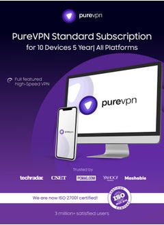 PureVPN Standard Subscription - VPN for 10 Devices 5 Year| All Platforms | Digital Subscription