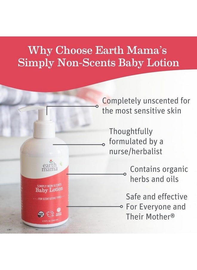 Earth Mama Simply Non-Scents Baby Lotion For Dry Skin, Calendula Cream, Skin Care For Kids, Organic Moisturizer, Unscented Lotion With Aloe Juice, Rooibos, & Shea Butter, 8-Fl Oz  - Image 2