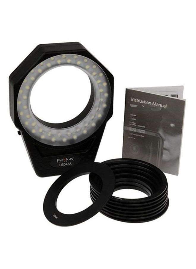 Fotodiox Pro, LED 48a Ring Light for Portrait and Macro Photography, fits Lens with 49mm, 52mm, 55mm, 58mm, 62mm, 67mm, 72mm, 77mm Filter Thread, Free P-Style Filter Holder 